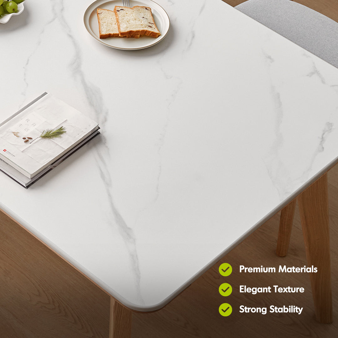 Scandinavian oak wood sintered stone dining table aura detail 2.