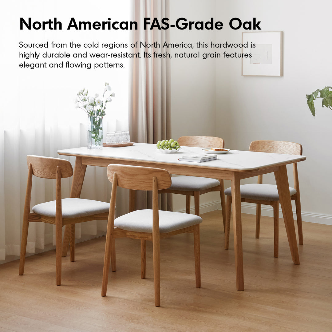 Scandinavian oak wood sintered stone dining table aura detail 3.