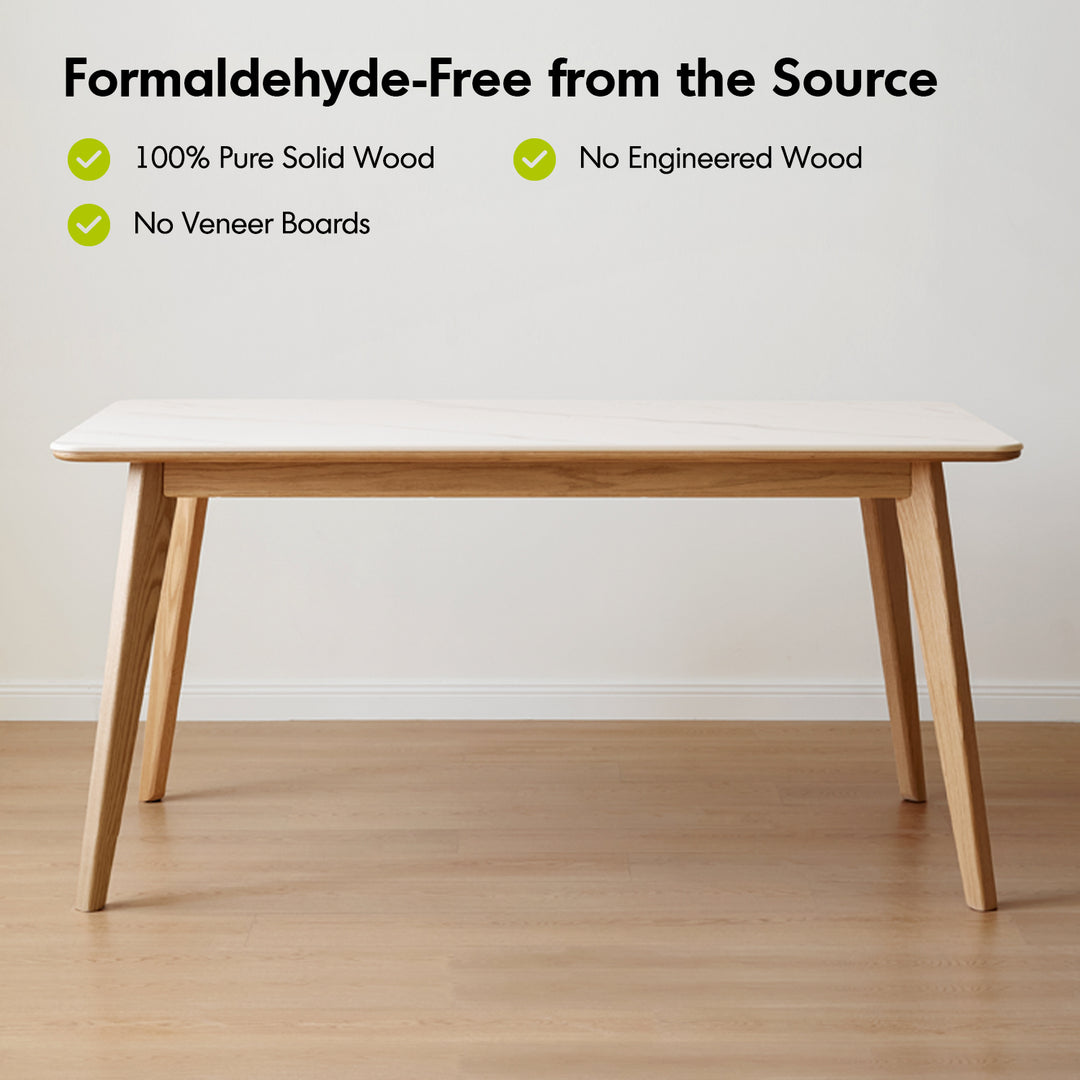 Scandinavian oak wood sintered stone dining table aura detail 4.