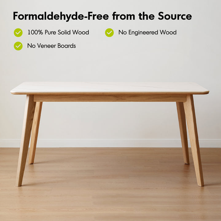 Scandinavian oak wood sintered stone dining table aura detail 4.