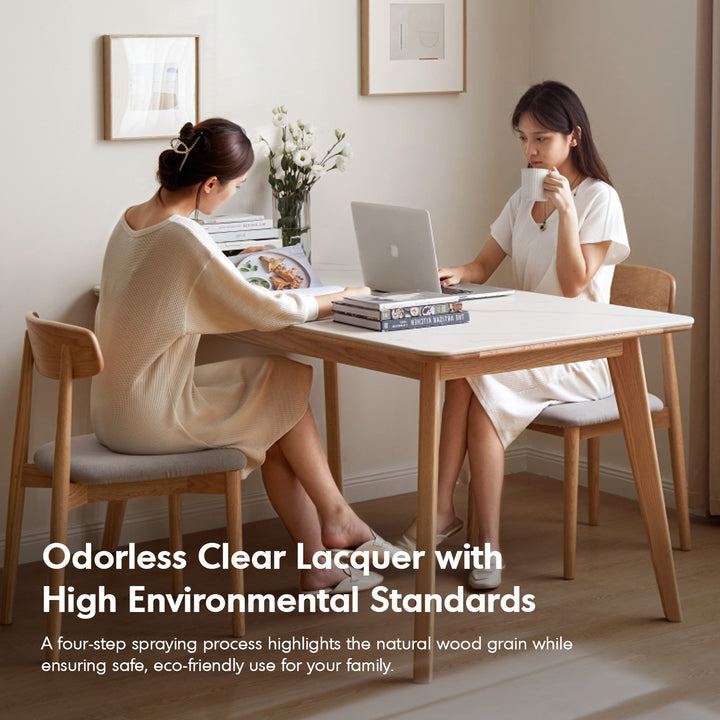 Scandinavian oak wood sintered stone dining table aura detail 5.