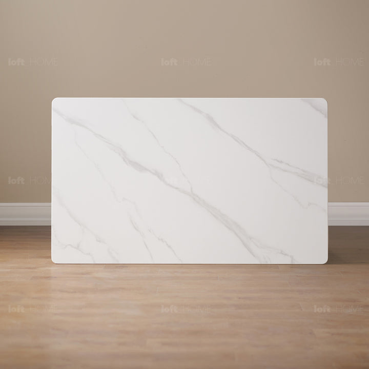 Scandinavian oak wood sintered stone dining table oaklin in close up details.