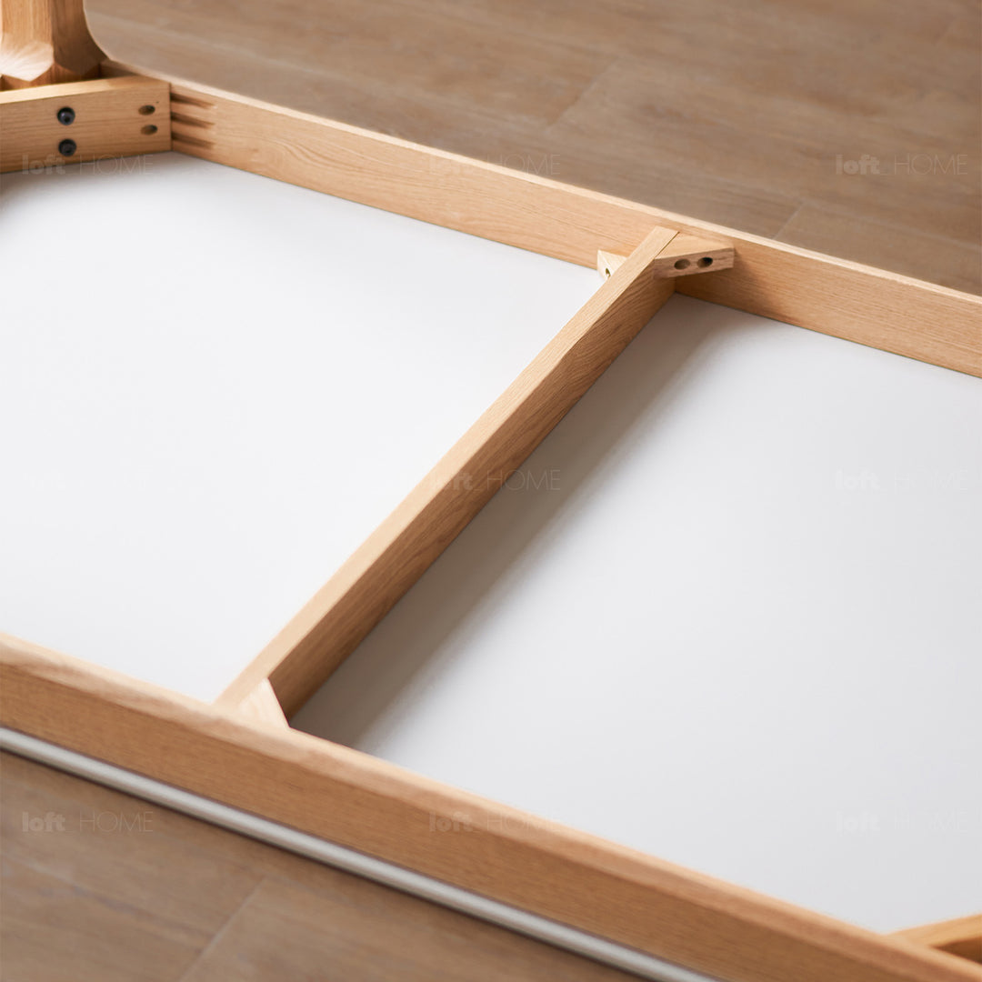 Scandinavian oak wood sintered stone dining table oaklin in panoramic view.