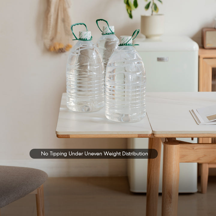 Scandinavian oak wood sintered stone extendable dining table flex detail 5.