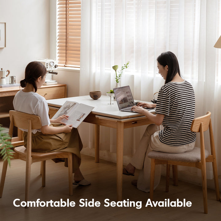 Scandinavian oak wood sintered stone extendable dining table flex detail 7.