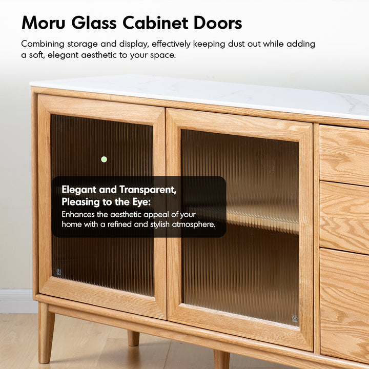 Scandinavian oak wood sintered stone storage side cabinet beam detail 1.