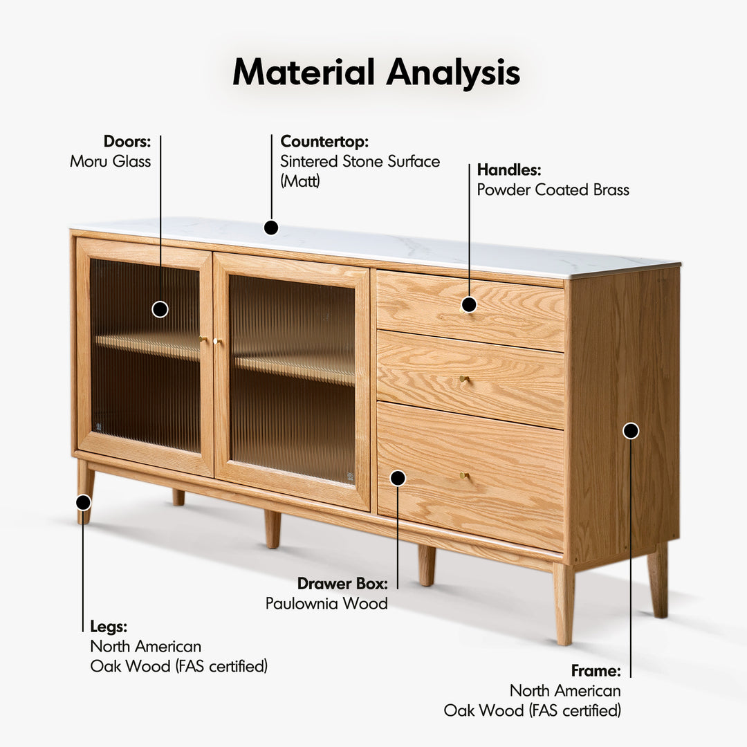 Scandinavian oak wood sintered stone storage side cabinet beam detail 10.