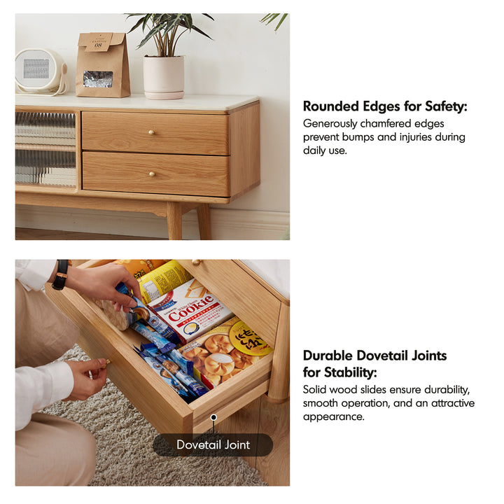 Scandinavian oak wood sintered stone tv console beam situational feels.