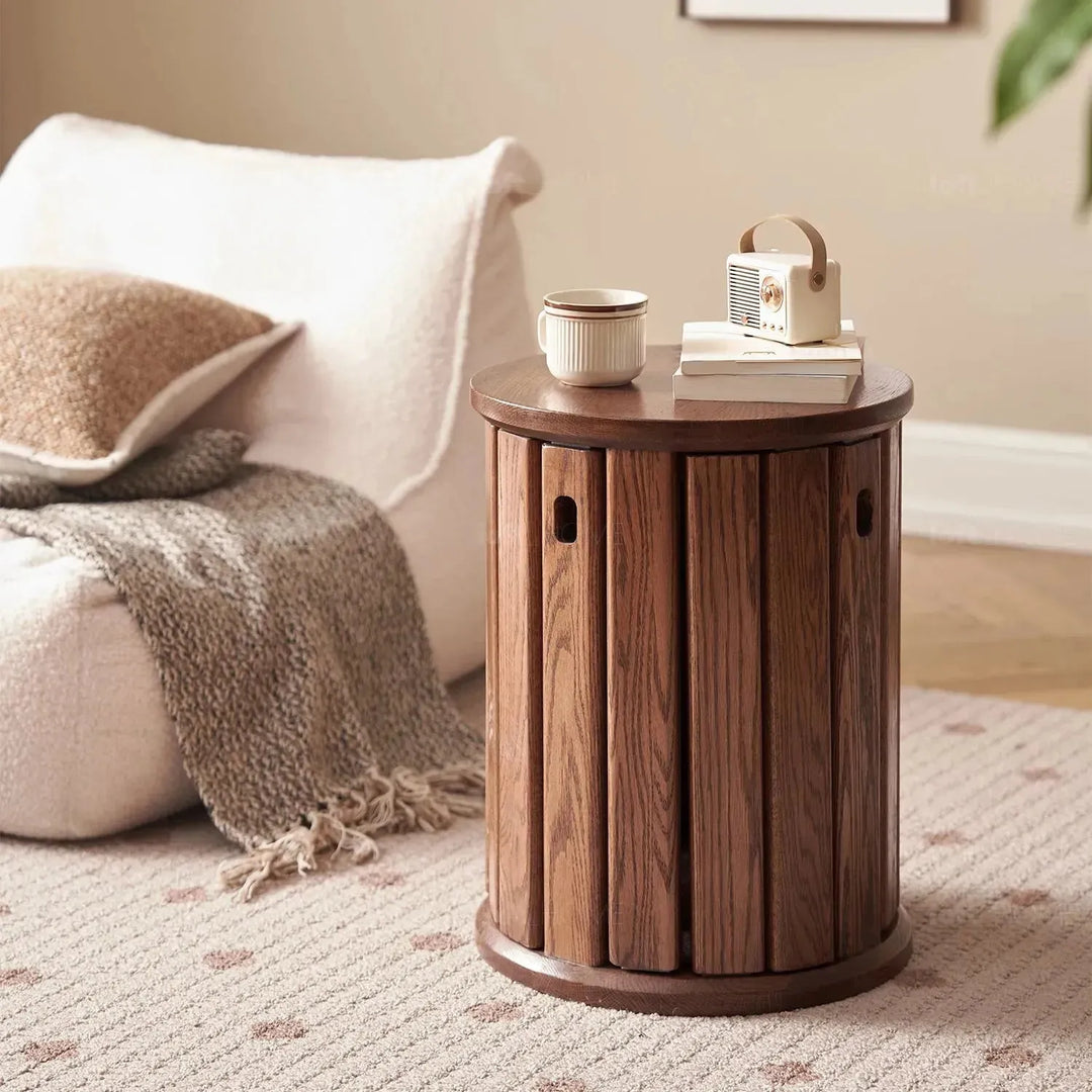 Scandinavian oak wood stackable stool harvest detail 12.