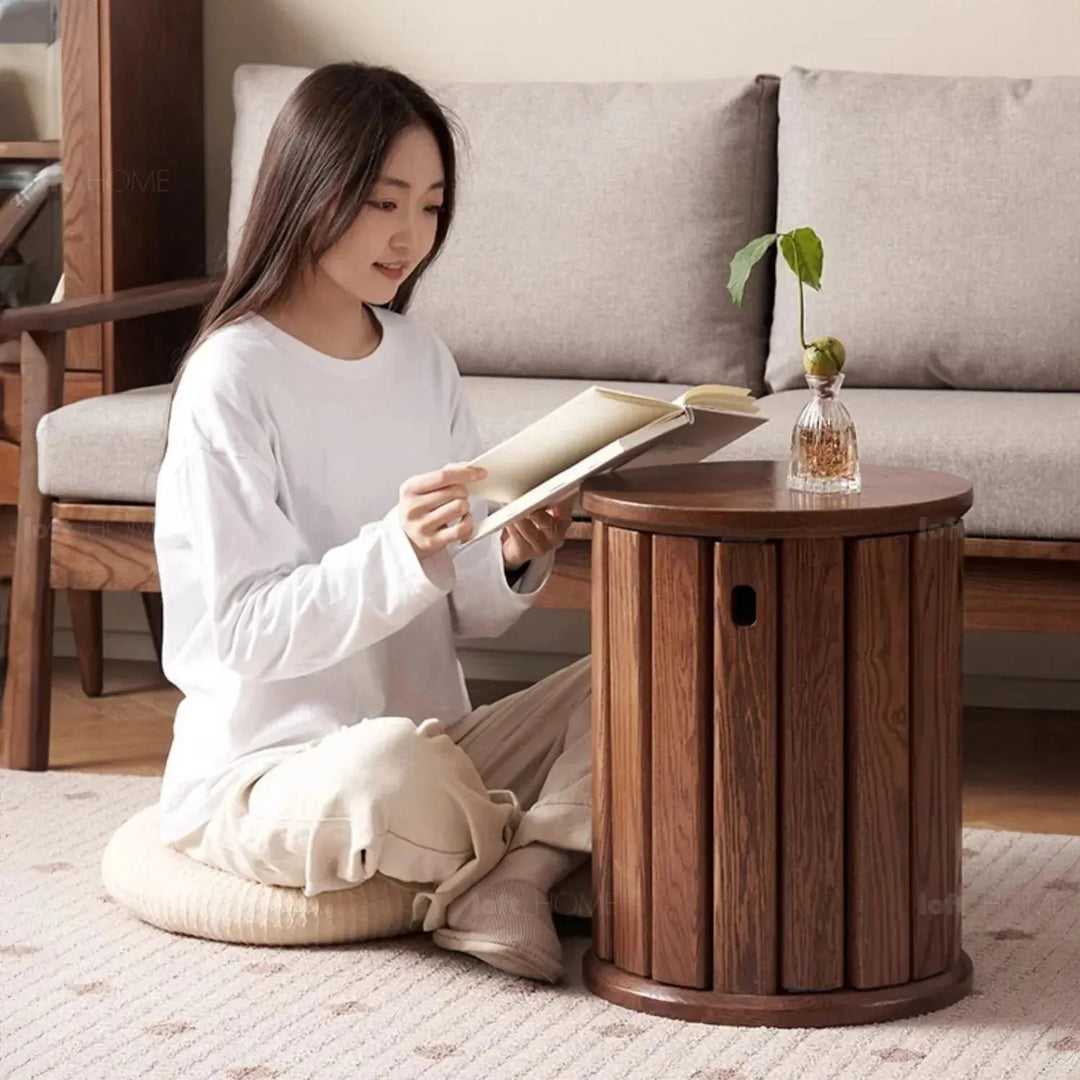 Scandinavian oak wood stackable stool harvest detail 13.