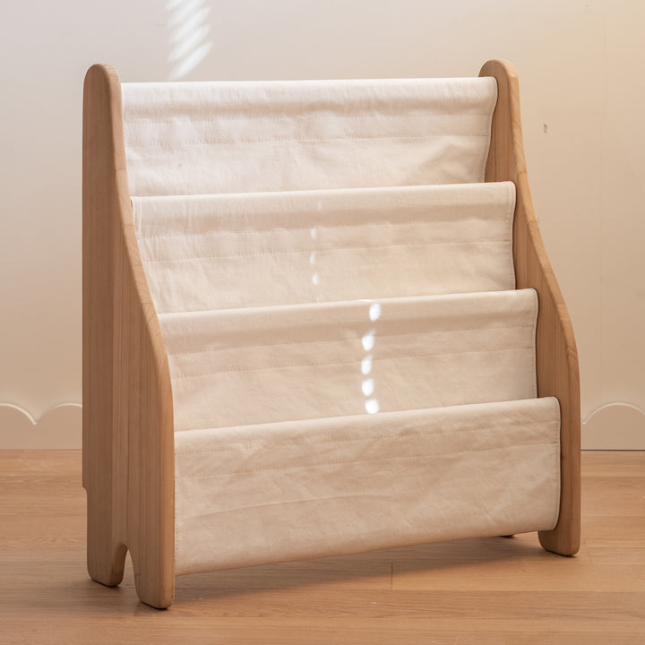 Scandinavian poplar wood kids bookshelf 4 layers luna detail 1.