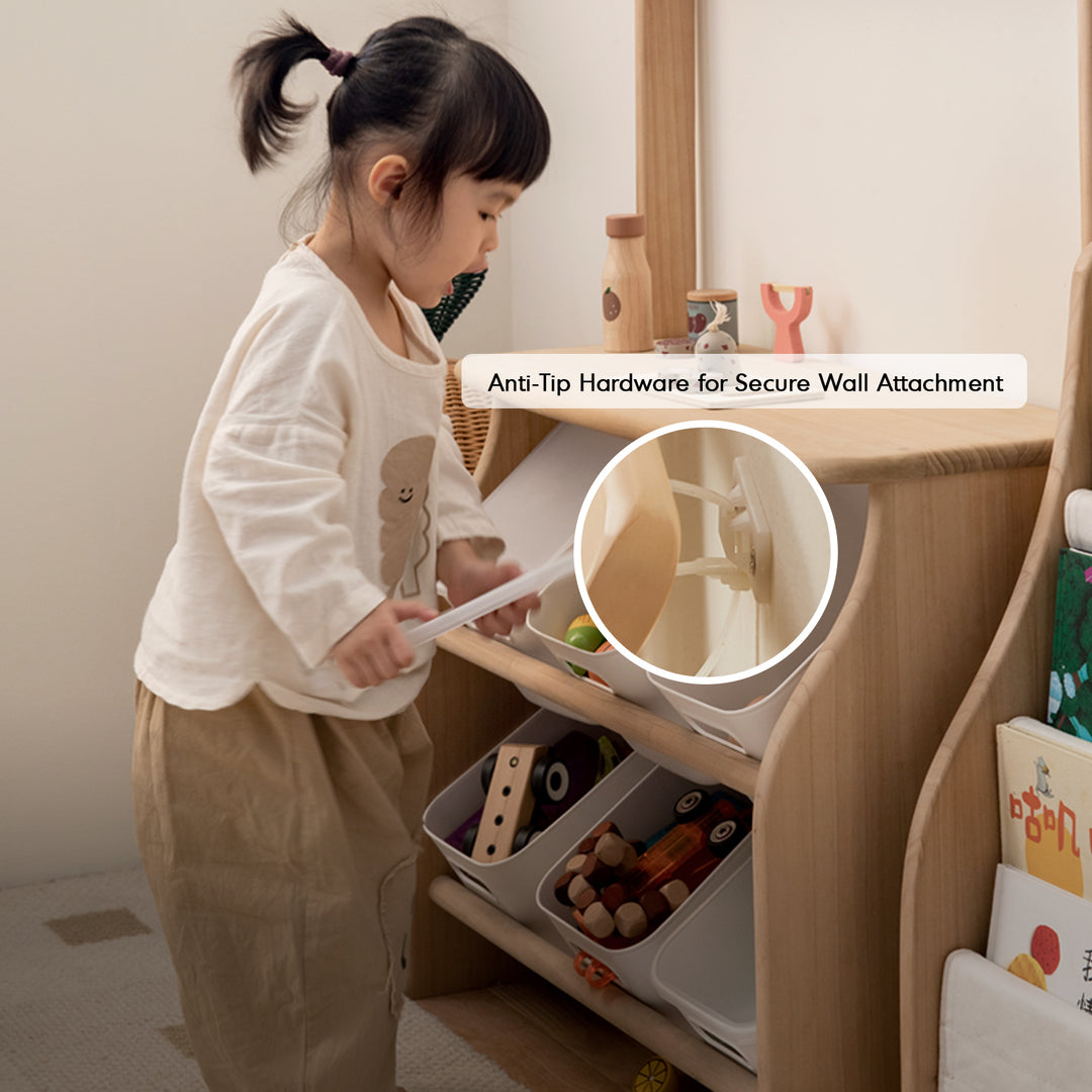 Scandinavian poplar wood kids cabinet luna in still life.