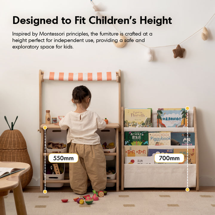 Scandinavian poplar wood kids cabinet luna with context.