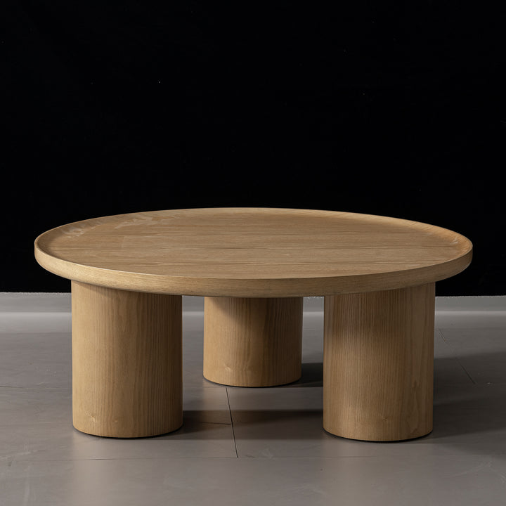 Scandinavian wood coffee table rene in panoramic view.
