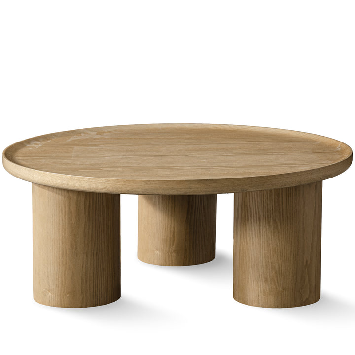 Scandinavian wood coffee table rene in white background.