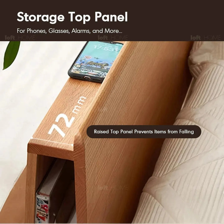 Scandinavian oak wood bed aperture layered structure.