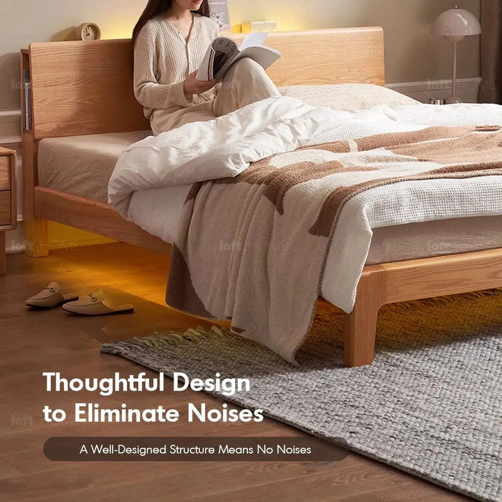 Scandinavian oak wood bed aperture detail 7.