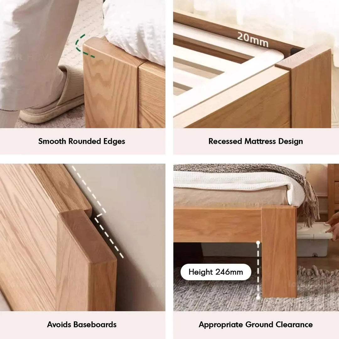 Scandinavian oak wood bed velora detail 14.