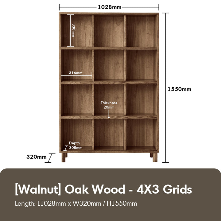 Scandinavian oak wood bookshelf gerin layered structure.