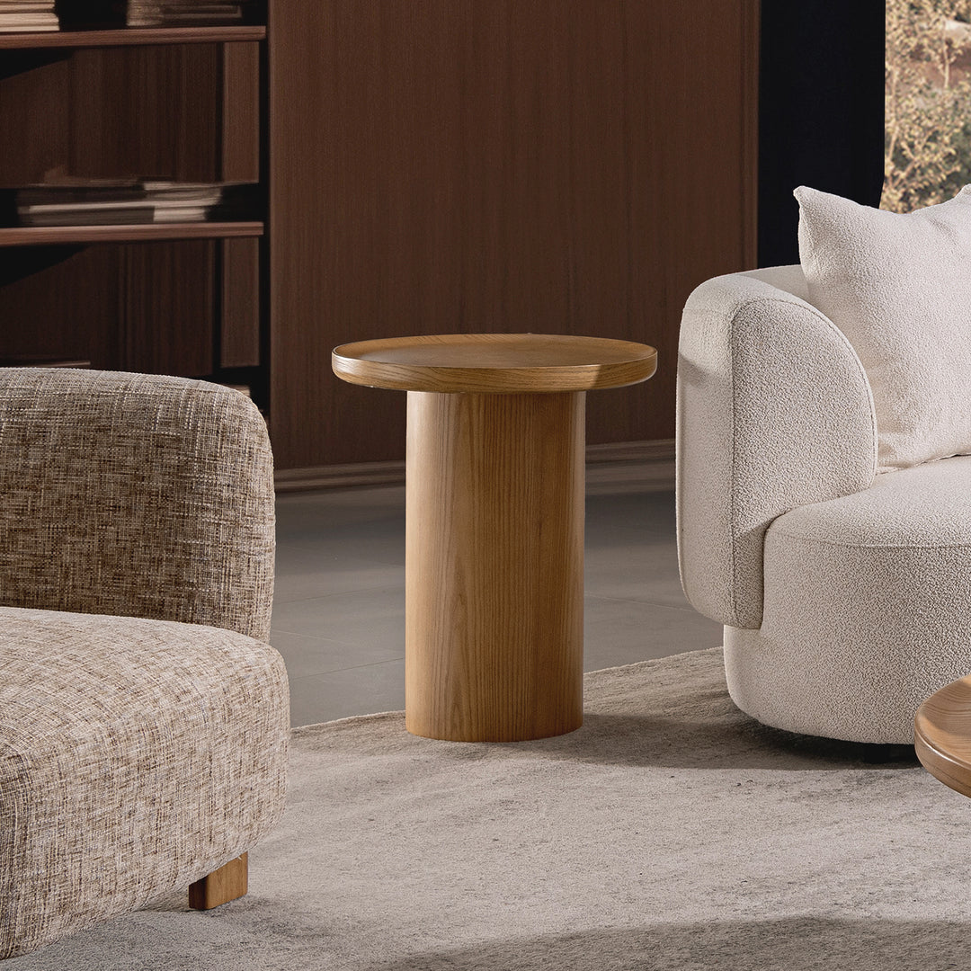 Scandinavian wood side table rene primary product view.