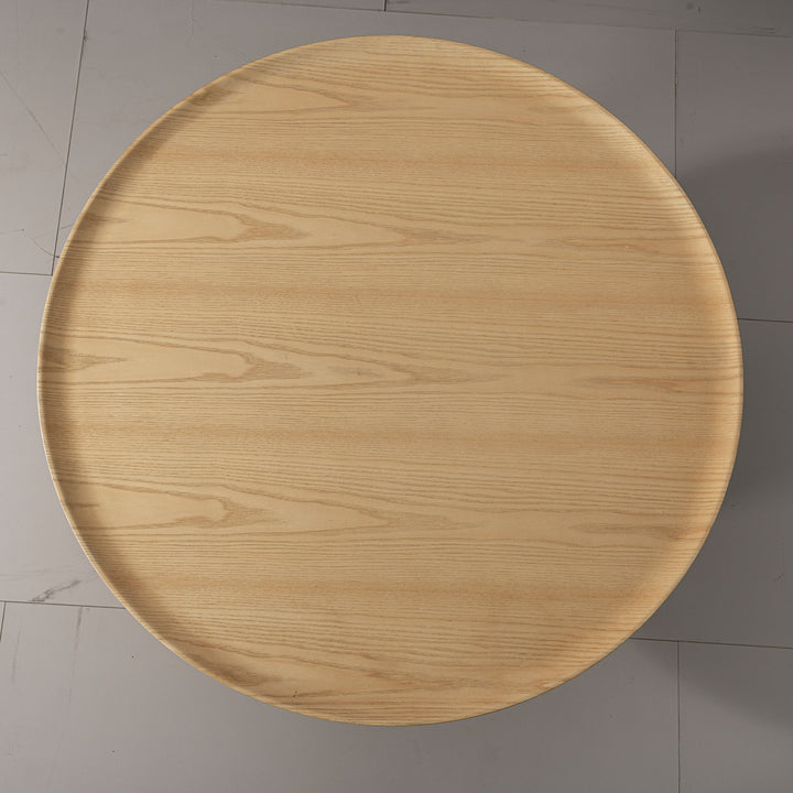 Scandinavian wood side table rene in details.