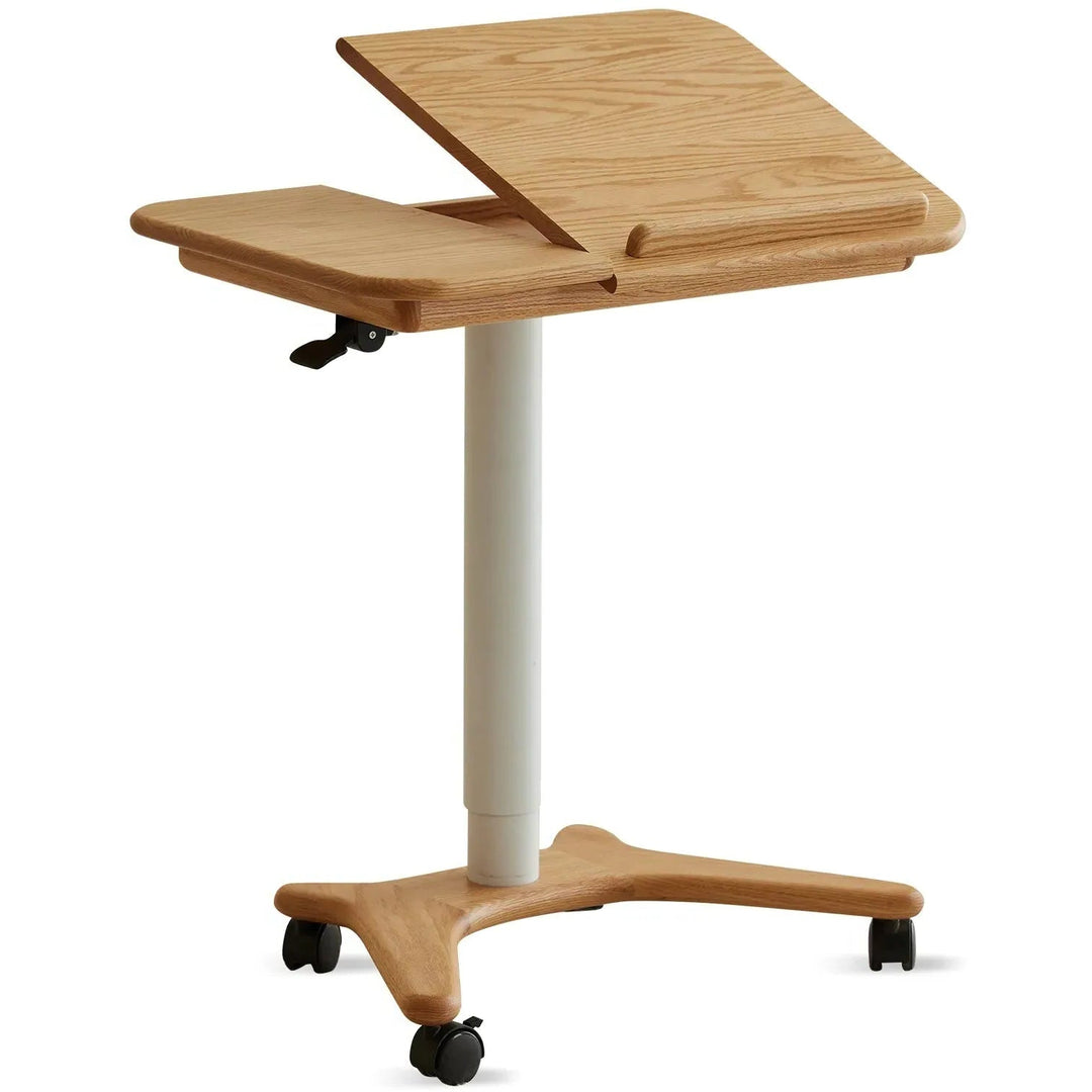 Scandinavian oak wood study table nova in white background.