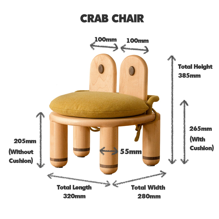 Scandinavian Beech Wood Kids Stool CRAB