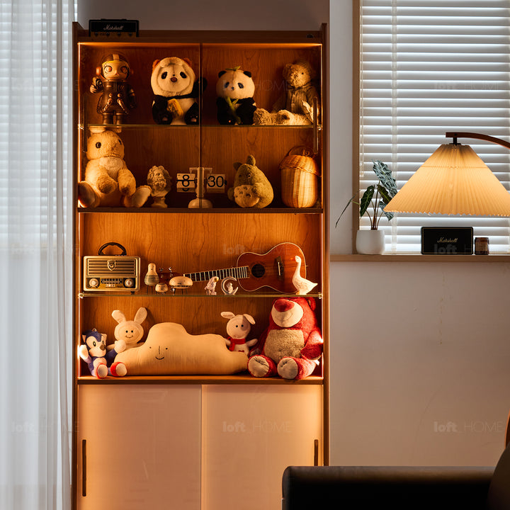 Scandinavian cherry wood bookshelf display cabinet timeless detail 3.