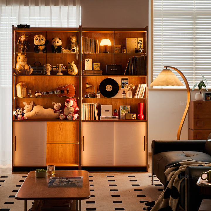 Scandinavian cherry wood bookshelf display cabinet timeless detail 8.