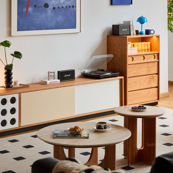 Scandinavian cherry wood chest of drawers timeless 4 in real life style.