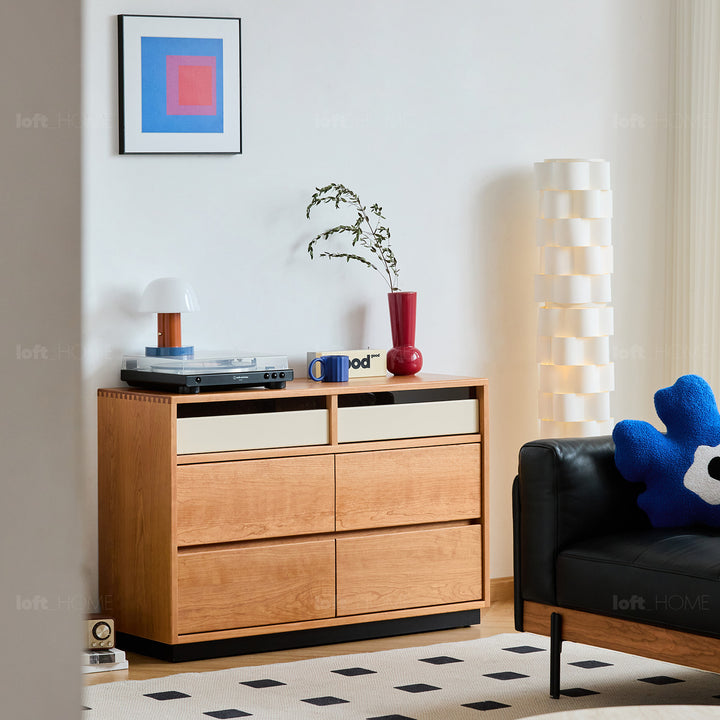 Scandinavian cherry wood chest of drawers timeless 6 layered structure.