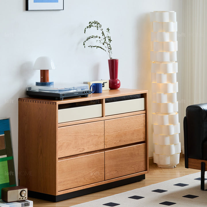 Scandinavian cherry wood chest of drawers timeless 6 material variants.