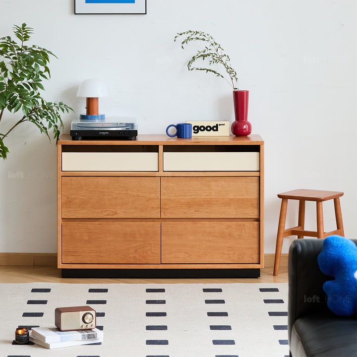 Scandinavian cherry wood chest of drawers timeless 6 with context.