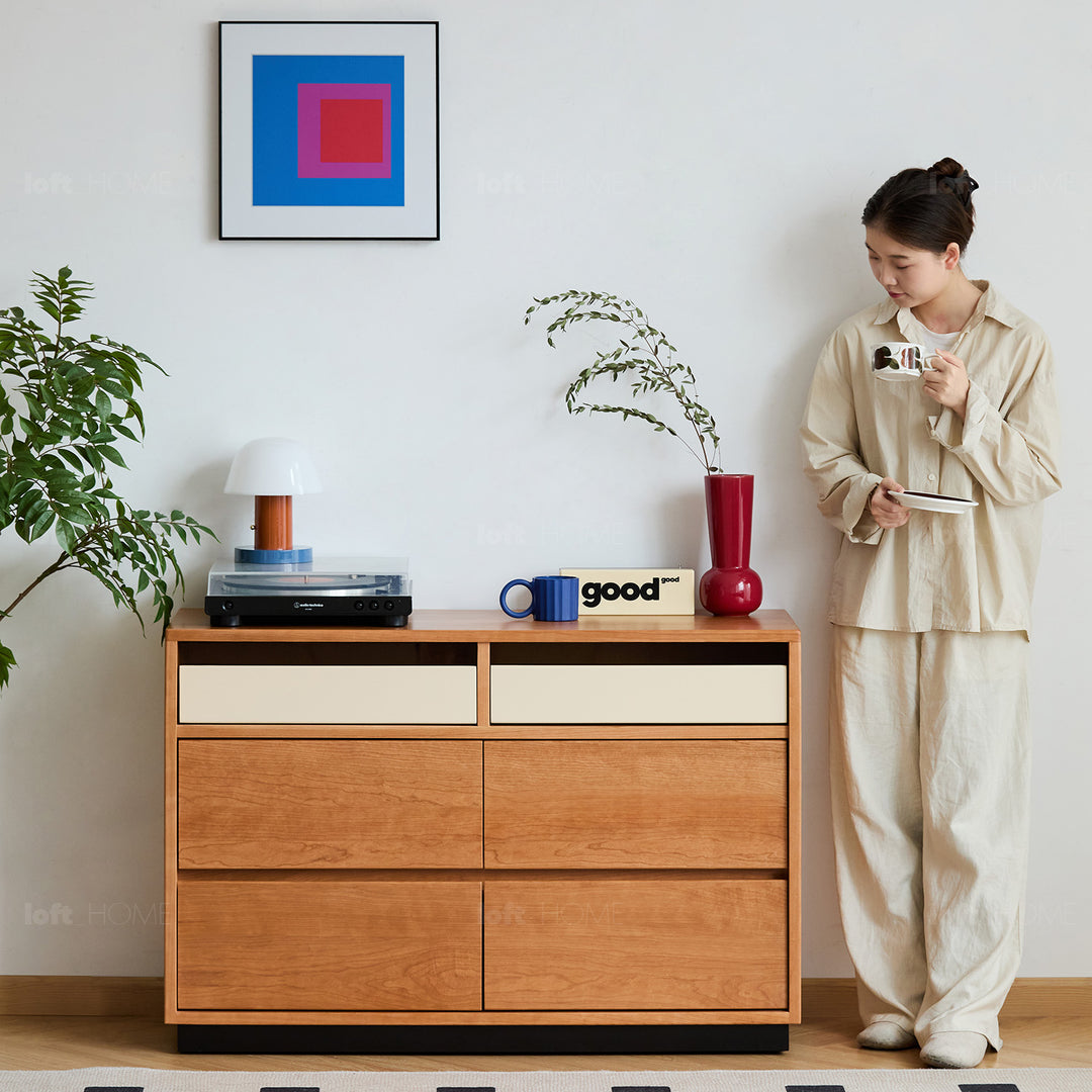 Scandinavian cherry wood chest of drawers timeless 6 primary product view.