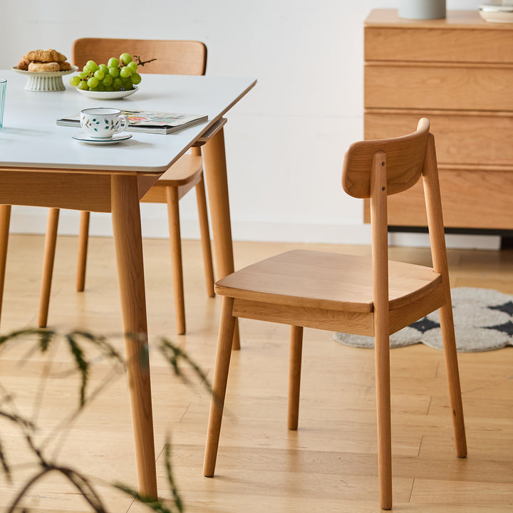 Scandinavian cherry wood dining chair green conceptual design.