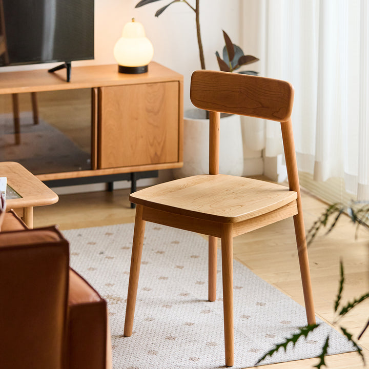 Scandinavian cherry wood dining chair green situational feels.