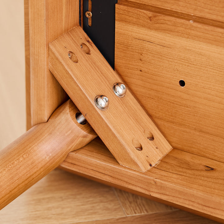 Scandinavian cherry wood dining table forest layered structure.