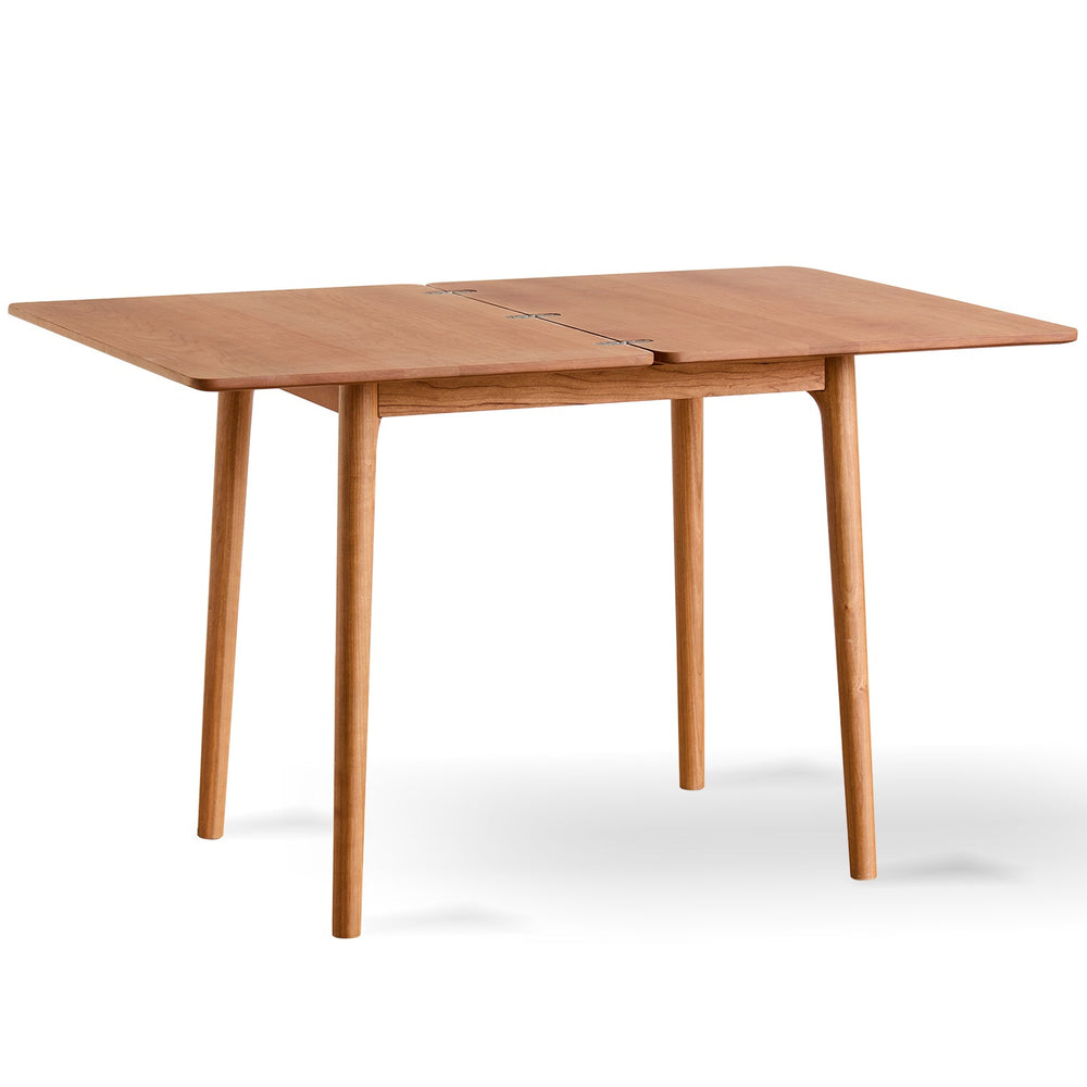 Scandinavian cherry wood dining table forest in white background.