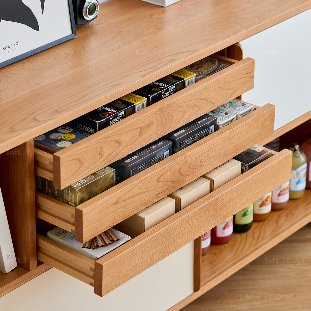 Scandinavian cherry wood side cabinet timeless detail 3.