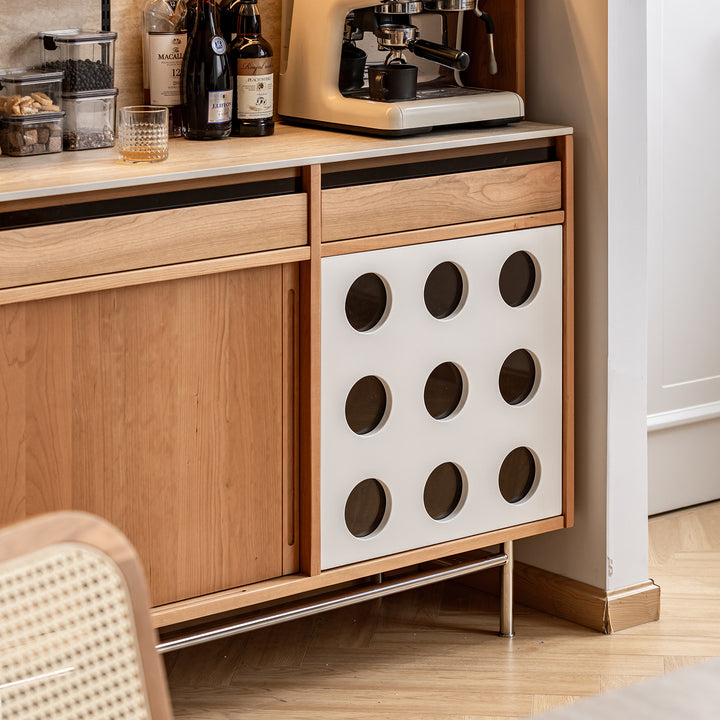 Scandinavian cherry wood sintered stone cabinet timeless detail 1.