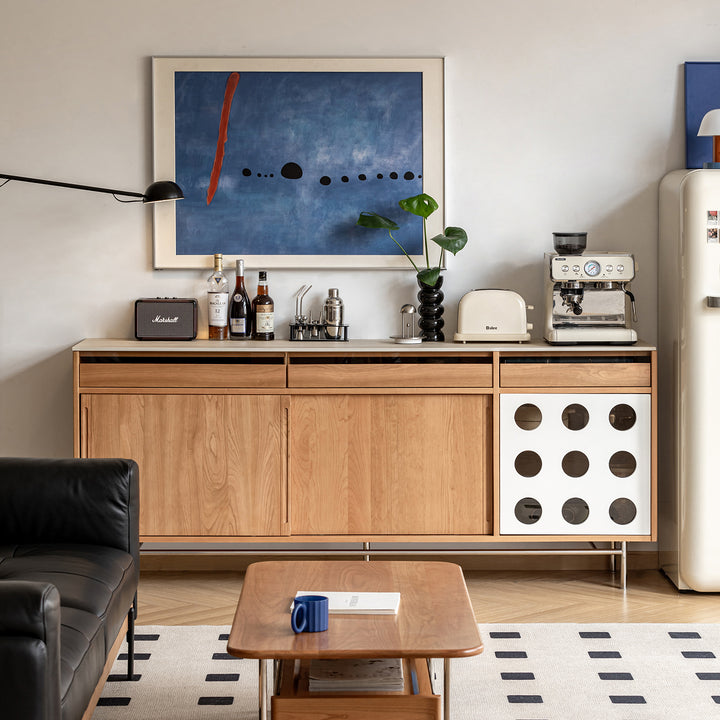 Scandinavian cherry wood sintered stone cabinet timeless primary product view.