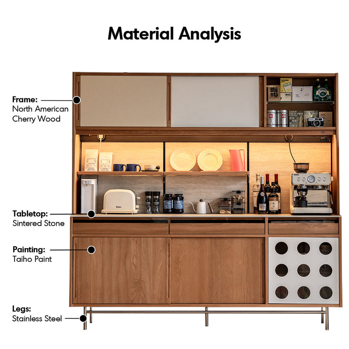 Scandinavian cherry wood sintered stone storage side cabinet timeless detail 14.