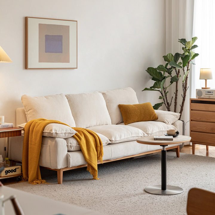 Scandinavian corduroy velvet fabric 3 seater sofa indigo situational feels.