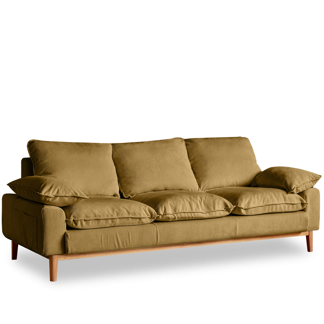 Scandinavian Corduroy Velvet Fabric 3 Seater Sofa INDIGO