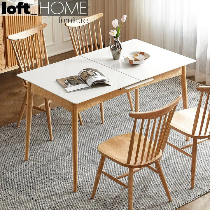 Scandinavian extendable sintered stone dining table graceful charm primary product view.