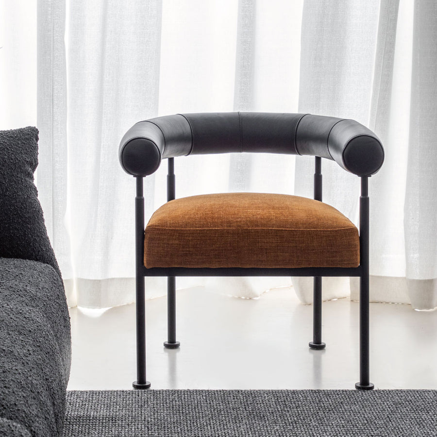 Industrial faux cashmere leather dining chair nost primary product view.