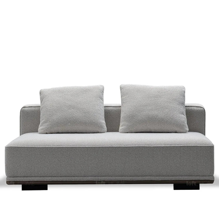 Minimalist mixed weave fabric modular armless 2 seater sofa eleganza in white background.