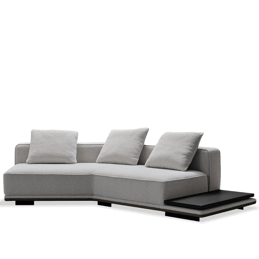 Minimalist mixed weave fabric modular l shape sectional sofa eleganza 1+l in white background.