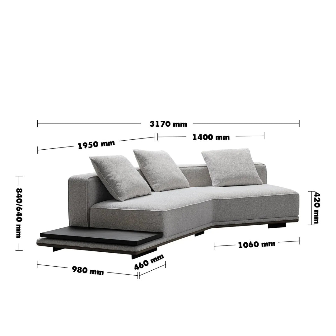 Minimalist mixed weave fabric modular l shape sectional sofa eleganza 1+l size charts.