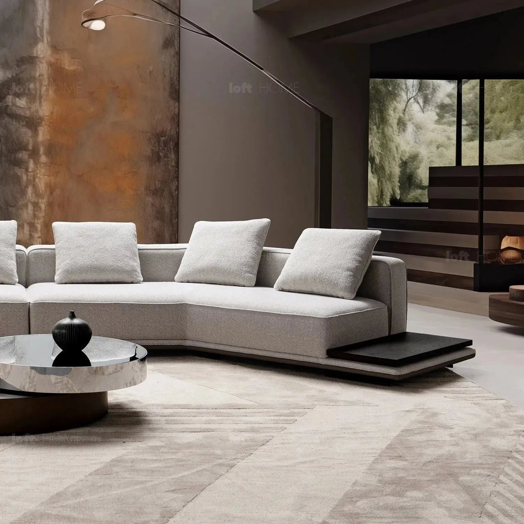 Minimalist mixed weave fabric modular l shape sectional sofa eleganza 1+l primary product view.